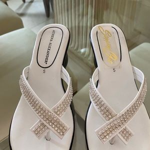 Size 5 Athena Alexander dressy , white wedges.